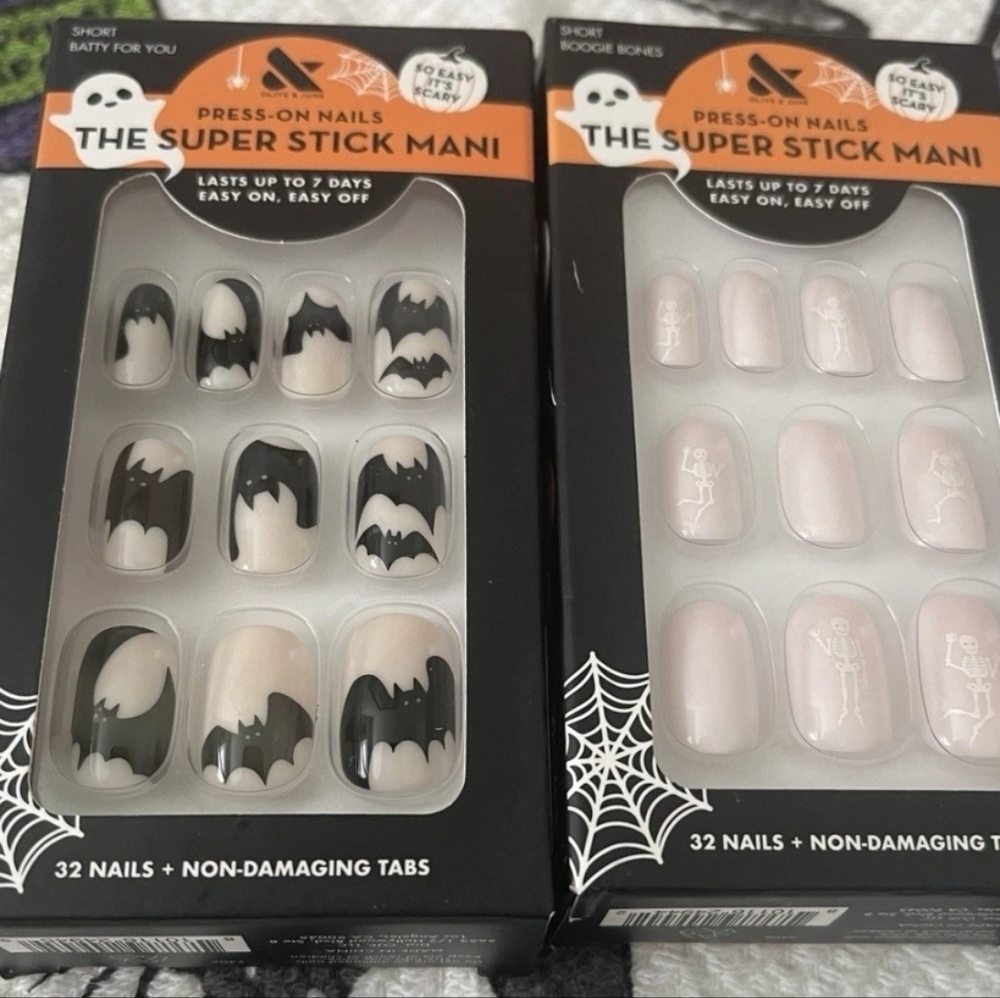 NWT Olive And June Halloween Super Stick Press On Nails Bundle Of 2